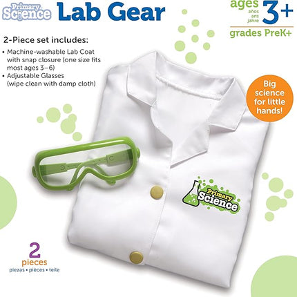 Learning Resources Primary Science Lab Gear - Kids Lab Coat and Goggles, Pretend Play Scientist Gear and Career Costumes for Kids, Mad Scientist Costume, Toddler Dress-Up Set, STEM Play, Ages 3-6