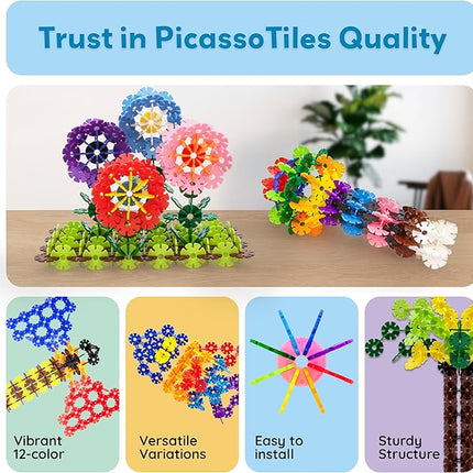 PicassoTiles Building Chips Interlocking Disc Construction Blocks in 12 Colors STEM Learning Early Education Toy Engineering Playset Child Brain Development for Toddlers Girls Boys Kids Age 3+ PTF108