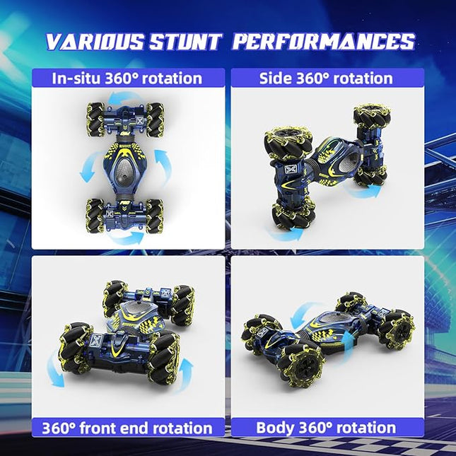Gesture Sensing RC Stunt Car Toys for Boys Girls 6-12, 4WD Drift Hand Controlled Car Offroad 360° Rotation with Lights Music for Kids Age 7 9 10 11 12 Years Old Birthday Xmas Gifts