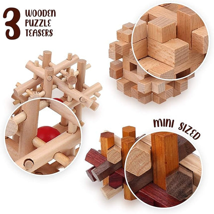 Sharp Brain Zone Wooden Brain Teaser Puzzles for Adults & Kids (Lock-a-Ball Puzzle)