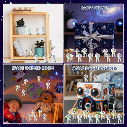 50 Pcs Mini Astronaut Figurines Astronaut Statue Space Toys for Space Cake Topper Kids Gift School Classroom Supplies Prize Piñata Goodie Bag Stuffer DIY Home Shelf Tabletop (Victory Pose)