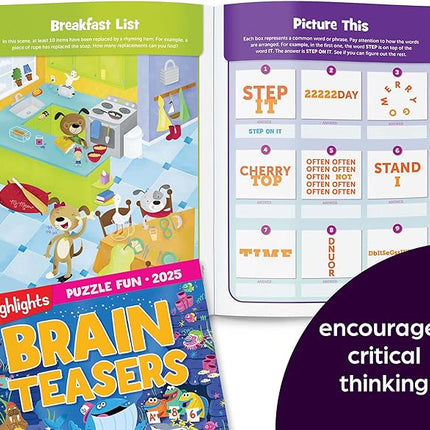 Highlights for Children Puzzle Fun 2025 Books for Kids Ages 6 and Up, 4-Book Set of Brain Teasers, Mazes, Word Puzzles and More Travel-Friendly Screen Free Kids Puzzles