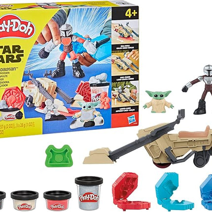 Play-Doh Star Wars: The Mandalorian Launching Speeder Playset, Bendy Grogu & 4 Inch Mando Action Figures, Imagination Toys for 4 Year Old Boys & Girls & Up