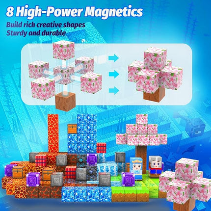 Magnetic Blocks, 100PCS 1inch Magnetic Building Blocks Cube, Sword Stacking Magnets for 3+ Year Old Kids Boys Girls, Kids Sensory Montessori Construction Toys Christmas Birthday Gifts.