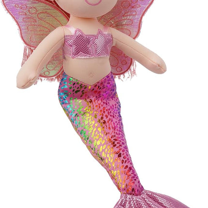 June Garden 16" Selina Pearl Mermaid Fairy Doll – Soft Plush Doll with Shimmery Wings & Sparkly Tail – Huggable Stuffed Toy Gift for Girls Age 18 Months and Up