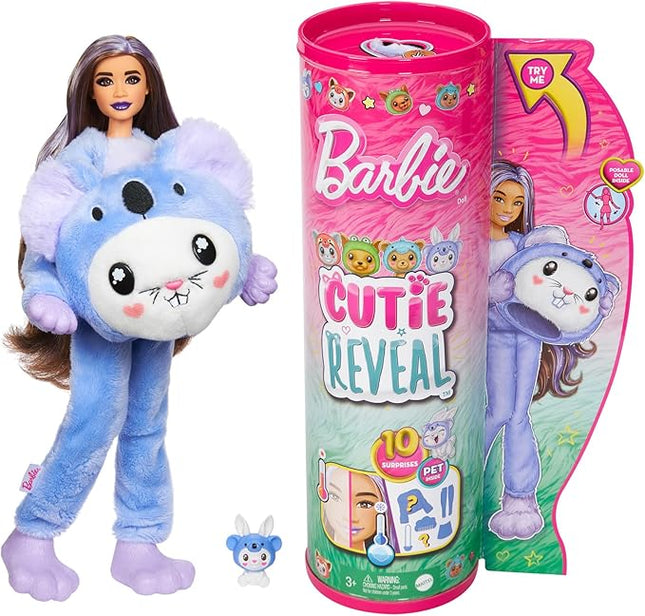 Barbie Cutie Reveal Doll & Accessories with Animal Costume & 10 Surprises Including Color Change, Bunny as a Koala in Costume-Themed Series