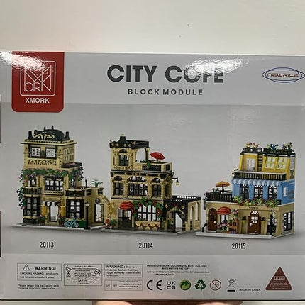 City Cafe Architecture Building Kit with LED Lights,3 Levels City Cafe Model Building Blocks Toy,for 12+Age Teen,Adult（1443 Pieces）