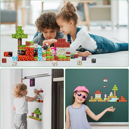 Magnetic Blocks 126PCS - 1 inch Magnetic Building Blocks Cubes Kid STEM Sensory Toy for 3+ Year Old Boys & Girls Game Themed Gifts