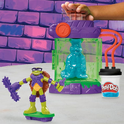 Play-Doh Teenage Mutant Ninja Turtles Mutation Station Playset, Bendy 4 Inch Donnie Action Figure, Kids Arts & Crafts, TMNT Toys for Boys & Girls 4+