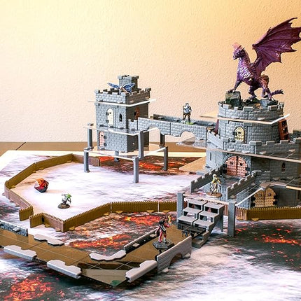 Dirt Cheap Dungeons Affordable Modular TTRPG Terrain Set ∣ Injection-Molded for Superior Durability ∣ Easy Storage & Recycled Material D&D Tiles ∣ Baron Keep Castle Set
