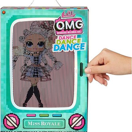 L.O.L. Surprise! OMG Dance Miss Royale Fashion Doll with 15 Surprises Including Magic Black Light, Shoes, Hair Brush, Doll Stand and TV Package - Great Gift for Girls Ages 4+