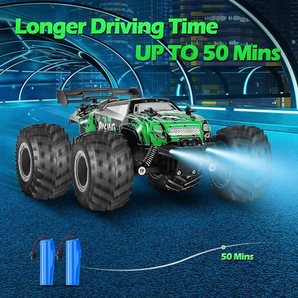 Remote Control Car, All Terrain Remote Control Truck for Boy, 2.4GHz Rc Car with Two Rechargeable Batteries, 20KM/H Monster Truck Toys