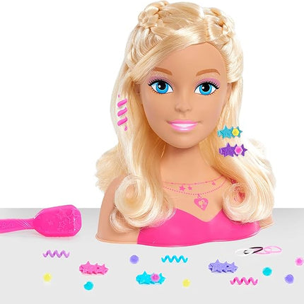 Barbie Fashionistas 8-Inch Styling Head, Blonde, 20 Pieces Include Hair Styling Accessories, Kids Toys for Ages 3 Up by Just Play