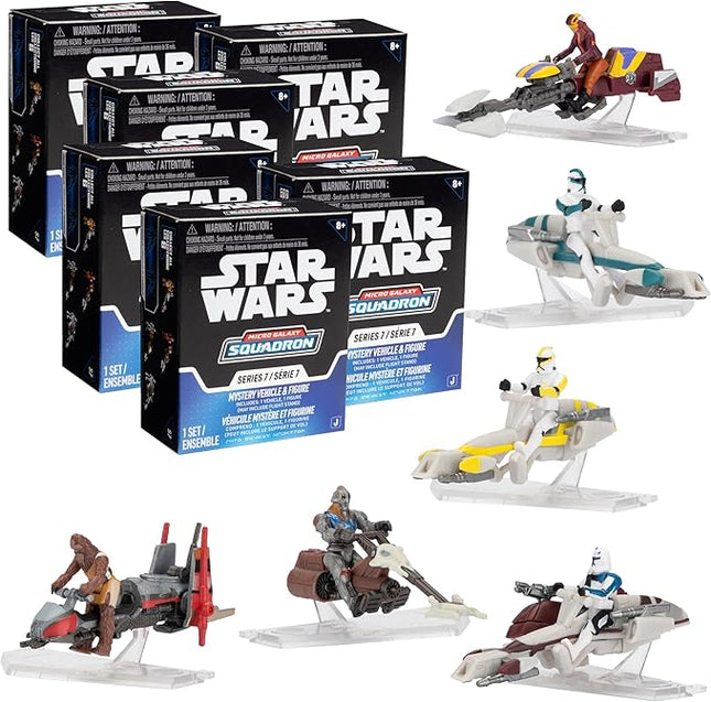 Star Wars Micro Galaxy Squadron Series 7 (6 Pack) Mystery Blind Box - Get Six 2.5" Vehicle or 1" Mini Figure - Officially Licensed - Authentic Collectible Toy - Gift for Boys, Girls, Kids, Teens - 8+