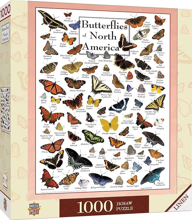 MasterPieces 1000 Piece Jigsaw Puzzle for Adults, Family, Or Youth - Butterflies of North America - 19.25"x26.75"