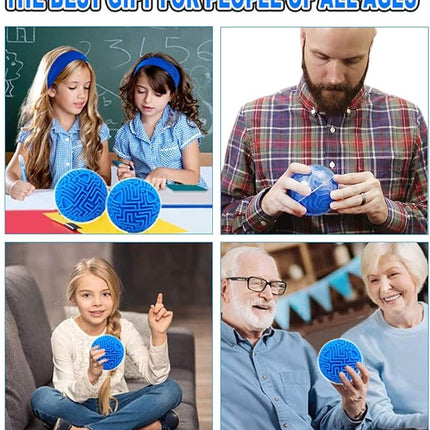 2 Pack 3D Maze Puzzle Ball - Brain Teaser Game, Gravity Memory Cube - Educational Toy Gifts for Students, Teens, Adults - Orange and Blue