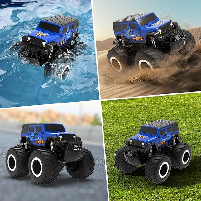 STEMTRON Amphibious Remote Control Car Toys for Boys 2.4GHz 1:16 All Terrain Off-Road RC Car Waterproof RC Monster Truck Kids Pool Toys Remote Control Boat Gifts for Kids Boys