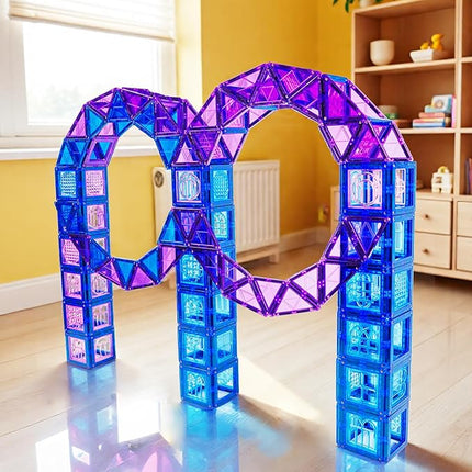 MAGBLOCK 102Pcs Magnetic Tiles Magnetic Toys Magnet Building Tiles Building Blocks for 3 4 5 6 7 8 Years Old Girls and Boys Birthday Gifts Preschool STEM Educational Toys