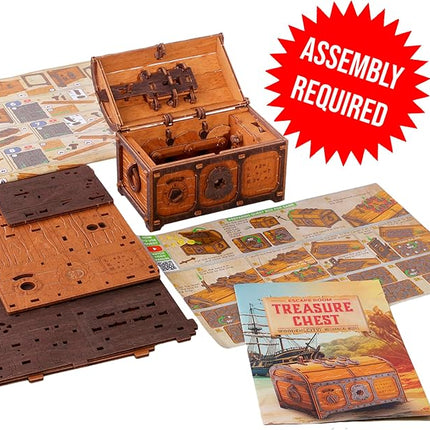WOODEN.CITY Treasure Chest Puzzle Box for Adults – 3D Wooden Mystery Box Brain Teaser & Escape Room Game with Secret Opening (165 Pieces, Gift Idea)