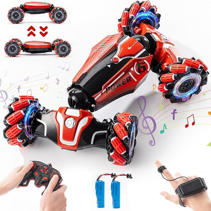 4WD Remote Control Gesture Sensor Car,Hand Controlled RC Stunt Car,Double-Sided Vehicle 360° Rotation with Light and Music, RC Toy Cars for Aged 4-13 Boys and Girls Birthday