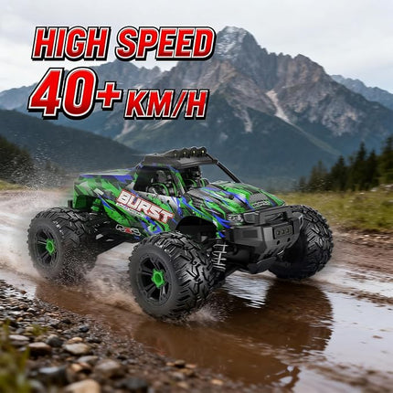 Rc Cars 1:14 All Terrain RC Car for Adults & Boys 4WD Off-Road Remote Control Truck 40+ KM/H High Speed 4X4 Waterproof Remote Control Car with 2 Rechargeable 1500 mAh Batteries 8-12(Green)