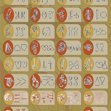 RLYLF 30Pcs Brain Teaser Puzzles Games Educational Toys Mind Wooden and Metal 3D Puzzles Unlock Interlock IQ Box