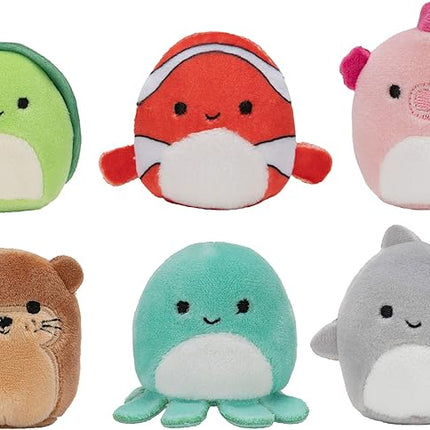 Squishville by Squishmallow Mini Plush Sealife Squad, Six 2” Sea Animals, Irresistebly soft Colorful Plush, Mini Shark, Otter, and Seahorse