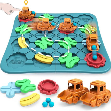 Kids Toys STEM Board Games - Logic Road Builder Brain Teasers Puzzles for 3 4 5 6 7 Year Old Boys Girls, Educational Montessori Birthday Gifts for Ages 4-8 Preschool Classroom Learning (29 PCS)