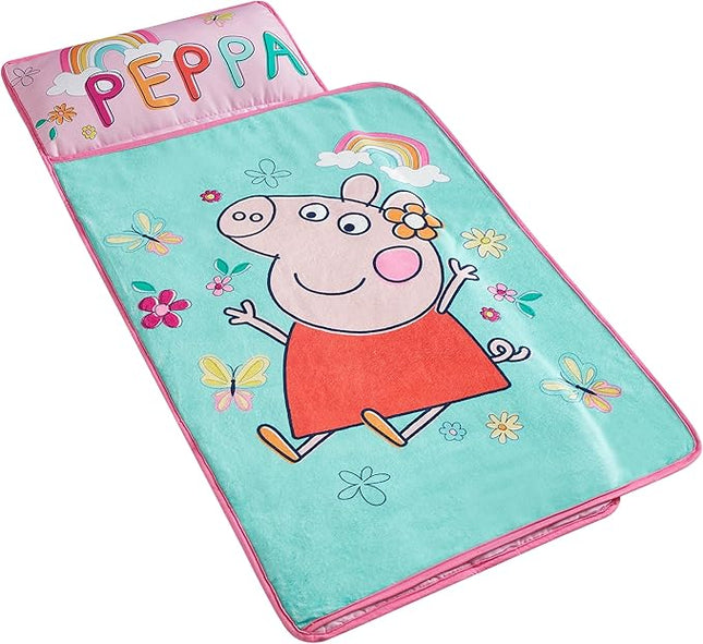 Super Soft Plush Toddler Quilted Nap Mat with Built in Blanket and Pillow