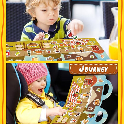 Benresive Reusable Sticker Book for Toddlers 2-4 Years, Fun Travel Stickers for Kids, Waterproof Sticker Books for Toddlers 1-3, Crafts Activities for Todddlers 1-3 2-4 3-5 - Thanksgiving