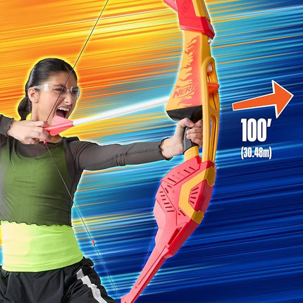Nerf Pyrostrike Megabow, 42-Inch Bow Fires Arrows Up to 105 Feet, 2 Arrows with Soft Tips, Kids Outdoor Toys & Gifts, Ages 10+ (Amazon Exclusive)