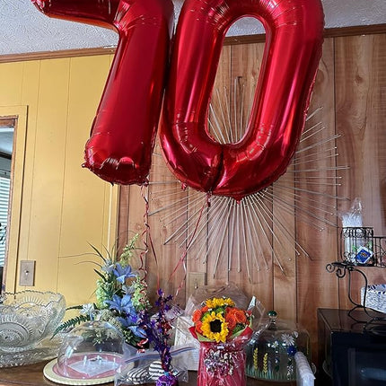 Smlpuame 40 inch Number Balloon 0-9 Red Large Number 7 Balloons,Digital Balloons for Birthday Party Celebration Decorations Supplies, Helium Foil Number Balloons for Wedding Anniversary