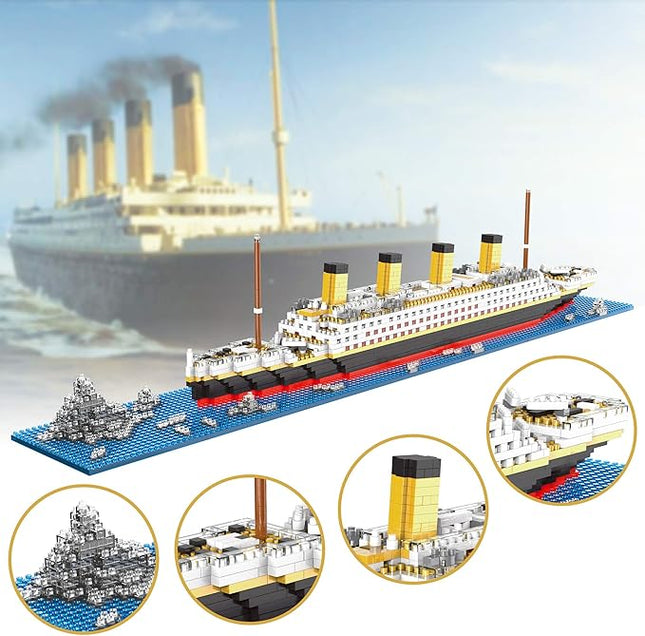 World Famous Titanic Micro Building Block Set for Adult Cruise Ship Micro Bricks Model Kit for Kids Ages of 14+ - 1872 PCS Great Gift