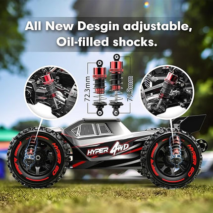 HYPER GO 14210 H14BM V3 1/14 Brushless Electric Powered High Speed RC Cars for Adults Fast 50 mph, Fast Extreme RC Trucks/Truggy 4X4 Offroad Waterproof with 3S Battery for Snow Sand