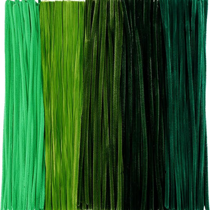 Caydo 200 Pieces Gradient Green Pipe Cleaners,Thick Fluffy Chenille Stems, Pipe Cleaner Crafts for Arts & Crafts, Perfect for Making Animals, Flowers, and St. Patrick's Day Decorations