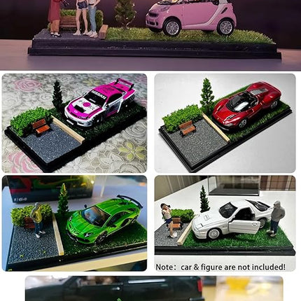 1/64 Scale Street Diorama Display Case- Clear Storage Case with Realistic Urban Road Scene for Hot Wheels, Matchbox & 1:64 Model Cars- Diecast Toy Garage-Summer