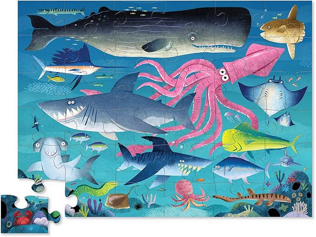 Crocodile Creek 36-Piece Jigsaw Floor Puzzle - Fun Floor Puzzles for Kids Ages 3-5 - Heavy-Duty Shaped Box for Storage - Shark Reef - 24" W x 18" H Finished
