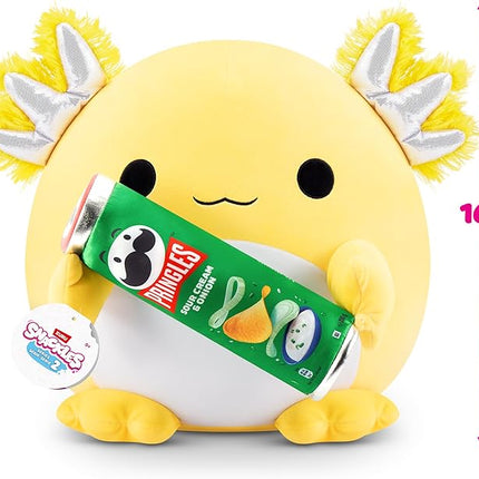 Snackles Series 2 16-inch by ZURU Cuddly Squishy Comfort 16-inch Plush with Licensed Snack Brand Accessory (Axolotl&Pringles Sour Cream and Onion)