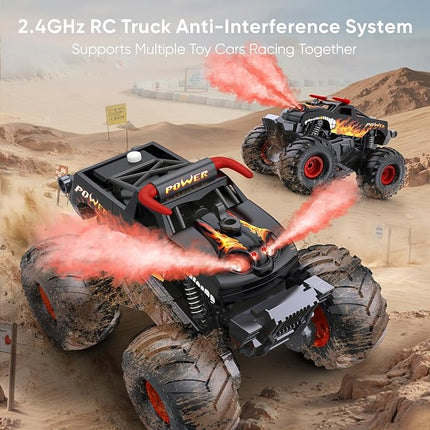 Waterproof Monster Truck Toys 1:16 Amphibious Remote Control Car All Terrain Off-Road Pickup Truck 4WD RC Cars Toys for 8 9 10 11 12 Year Old Boys Gifts (Black)