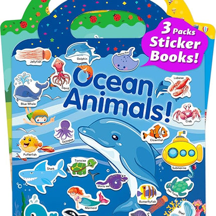 Reusable Sticker Book for Toddlers 2-4 Years, Stickers for Kids, Toddler Sticker Book Ages 1-3, Toddler Craft Activities, Toddlers Travel Toys Ages 2+ Boy Girl Birthday Gifts