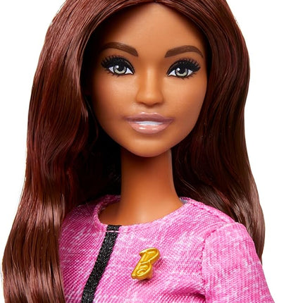 Barbie Careers Doll & Accessories, Future Leader with Light Brown Hair Wearing Outfit with 2 Golden Bracelets & “B” Pin, Includes Sticker for Kids