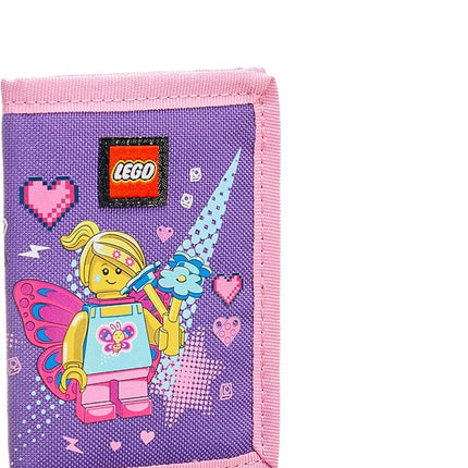 LEGO Trifold Wallet, Kids Unisex Wallet for Boys and Girls, with Clear ID Window, Card and Cash Pockets and Secure Hook and Loop Closure, Butterfly Girl