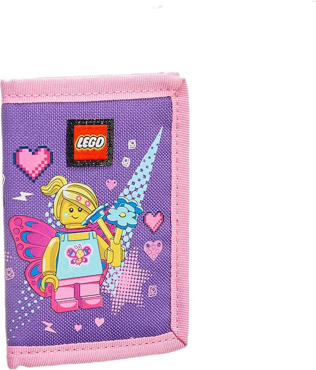 LEGO Trifold Wallet, Kids Unisex Wallet for Boys and Girls, with Clear ID Window, Card and Cash Pockets and Secure Hook and Loop Closure, Butterfly Girl