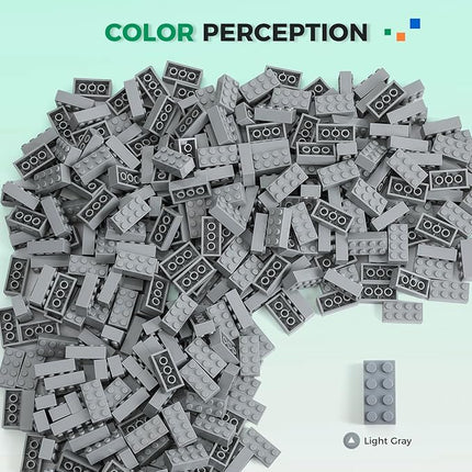 500 Piece Classic Building Bricks and 1 Gray Baseplate, 2x4 Bricks Bulk Creative Building Toys, Blocks Bulk for Kids Ages 6+, Light Gray(Samll Bricks, 1.25x0.62x0.47 in)