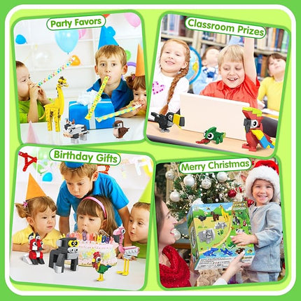 30 Packs Party Favors for Kids - STEM Toys Mini Animals Building Blocks Sets for Goodie Bags Stuffers Classroom Prizes, Valentines Day Birthday Gifts for Boys Girls Ages 6+