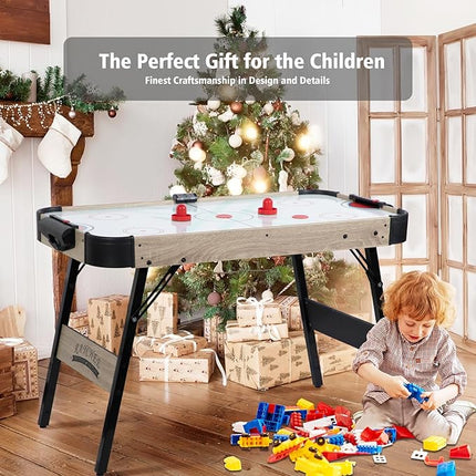 Foldable Air Hockey Table, 48" Indoor Air Hockey Arcade Table Gaming Set with 2 Pucks, 2 Pushers, Electronic Score Systems for Adults and Kids, Home Game Room, Family Recreation