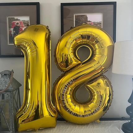 Smlpuame 40 inch Number Balloon 0-9 Gold Large Number 8 Balloons,Digital Balloons for Birthday Party Celebration Decorations Supplies, Helium Foil Number Balloons for Wedding Anniversary