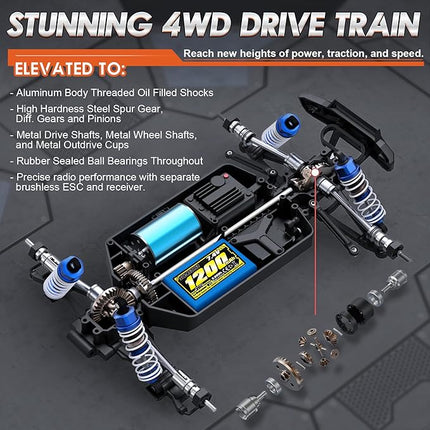 HAIBOXING 16890SA 1/16 Scale 4WD Brushless RC Truck Max 40 MPH Fast RC Cars, All Terrains RC Car with Independent ESC 4X4 Off-Road Semi-Truck for Boys and Adults, 3S Battery Applicable (not Included)