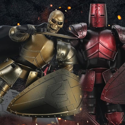 Mystic Silver Skeleton Knight Action Figure Toy, Multi-Jointed Movable Dummy Medieval T13 Articulated Robot Figure, Fantasy Warrior Undead Skeleton Death Knights Display Model (Assembly Required)