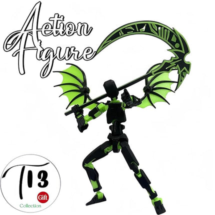 Titan 13 Action Figures,(2Pack) Assembly Completed Dummy 13 Action Figures, Lucky T13 Action Figure, T13 Action Figure 3D Printed Multi-Jointed Movable, Green and Red Sickle